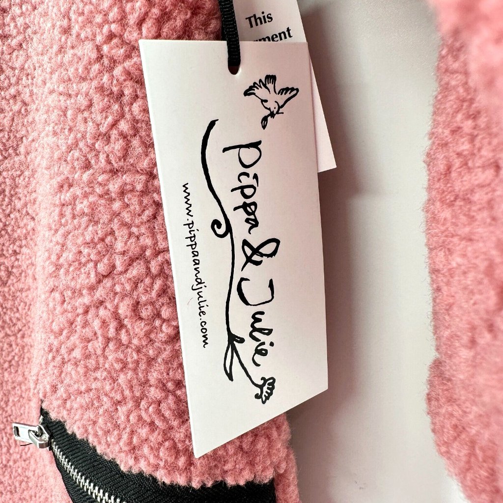 Pippa & Julie Girl's Pink Shearling A-Line Dress Sz 2t Nwt Black Zipper Accents — image 3 of 7